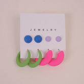 Woman Multi Color Earring 8 Pcs Set 3